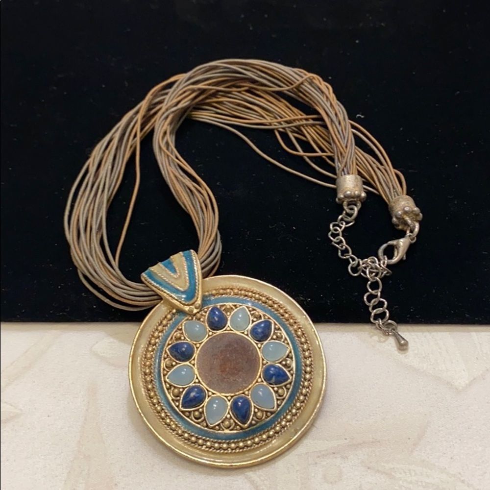 Vintage Necklace With Enamel Pendant